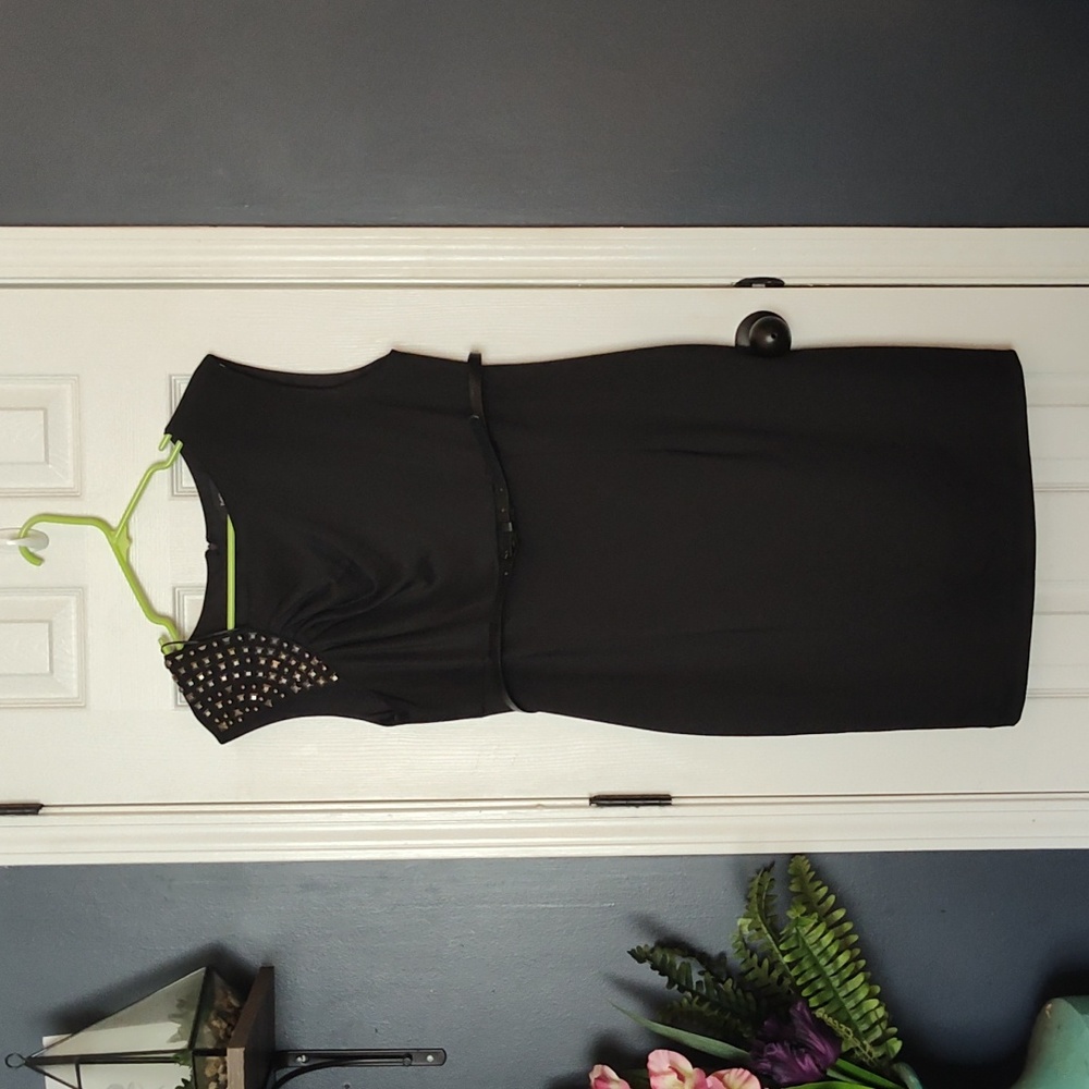 Black studded shoulder dress